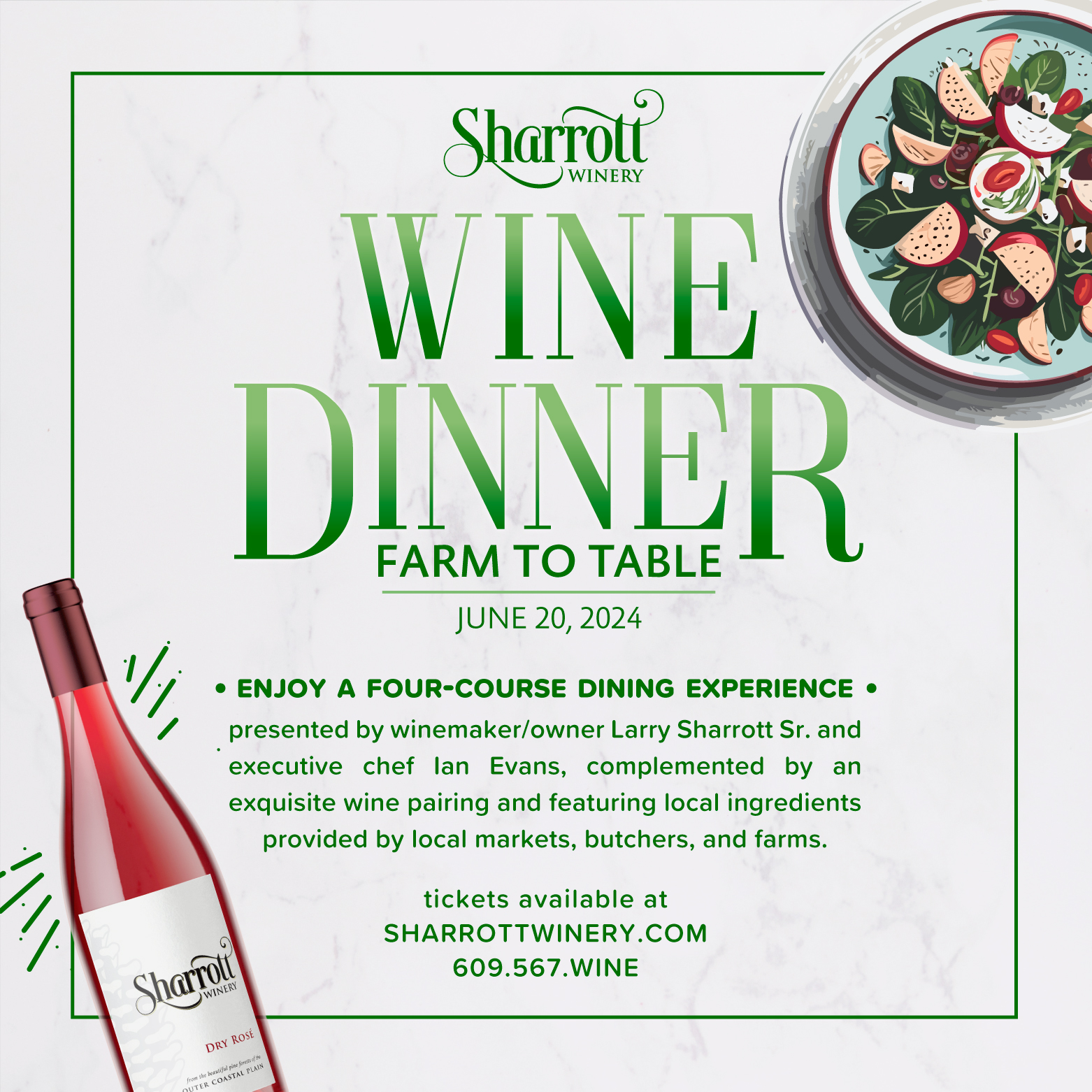 Wine Dinner: Farm to Table June 20 Sharrott Winery